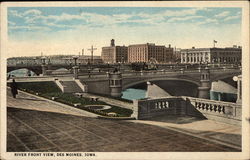 River Front View of Des Moines Postcard