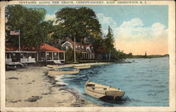 Cottages Along the Beach, Chepiwanoxet East Greenwich, RI Postcard Postcard