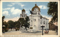 Francis Scott Key Monument and Eutaw Place Temple Baltimore, MD Postcard Postcard