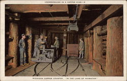 Underground in a copper mine Michigan Postcard Postcard