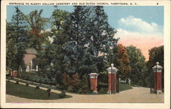 Entrance to Sleepy Hollow Cemetery and Old Dutch Church Postcard