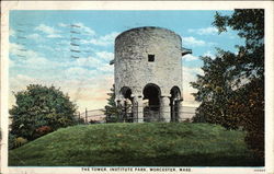 The Tower, Institute Park Worcester, MA Postcard Postcard