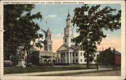 First Congregational Church and Court House Springfield, MA Postcard Postcard