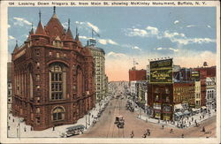 Looking Down Niagara Street from Main Street Showing McKinley Monument Buffalo, NY Postcard Postcard