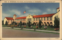 St. Petersburg High School, Main Entrance Florida Postcard Postcard