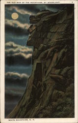 The Old Man of the Mountains, by moonlight Postcard