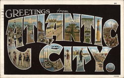 Greetings - Various Views Atlantic City, NJ Postcard Postcard