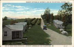 Tourist Cottages at Shipway's Inn on the National Highway (40), Top of Green Ridge Mountain Postcard