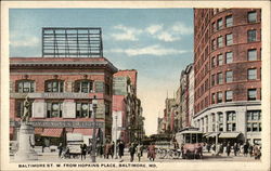 Baltimore Street West from Hopkins Place Maryland Postcard Postcard