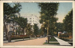 North Street at Delaware Ave., showing Hotel Lenox Postcard