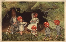 Family of Elves Fantasy Postcard Postcard