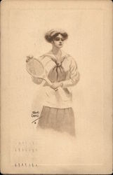 Woman in Tennis Garb Postcard Postcard