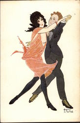 Man and Woman Dancing Postcard