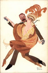 Man and Exotic Dancer Dancing Postcard Postcard