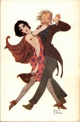 Dancing French Couple Postcard Postcard