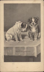 Two Dogs on a Table With Torn Heart Postcard Postcard