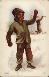 Young Boy with Rabbit Postcard