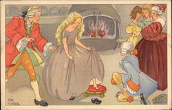 Cinderella Trying on Glass Slipper Postcard