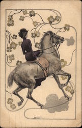 Woman Rides Side-saddle on a Horse Horses Postcard Postcard