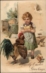 Hearty Easter Greetings With Chicks Postcard Postcard