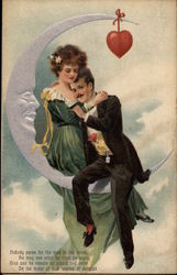 Couple Sitting on Moon Postcard