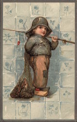 Dutch Boy in Fishing Gear Postcard