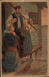 Dutch Family Praying Postcard