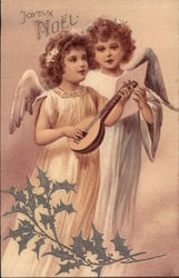 Two Angels Playing/Singing Music Postcard Postcard