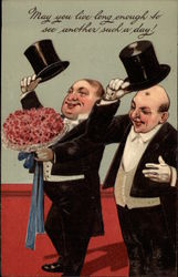 Two Men In Top Hats and Tails Postcard