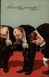 Three Men in Tuxes, Bowing Postcard