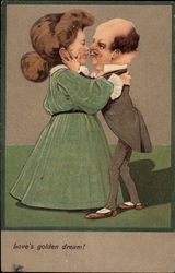 Kissing Couple with Large Heads Postcard