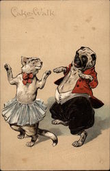 Cake-Walk - Cat and Dog Dancing Dogs Postcard Postcard