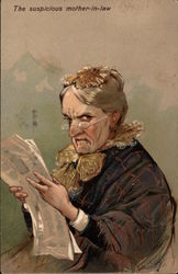 The Suspicious Mother-in-Law Women Postcard Postcard