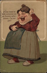 Large Woman Laughing Women Postcard Postcard