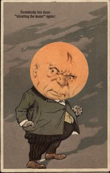 Grumpy Man with Full Moon Face Astronomy Postcard Postcard