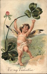 Cupid Playing with Clover Postcard Postcard