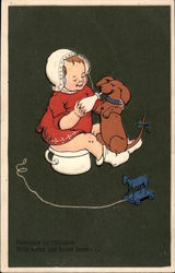 Baby With Dog Postcard