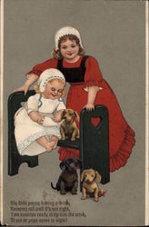 Children With Dogs Postcard Postcard