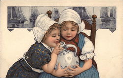 Dutch Girls with Jug Dutch Children Postcard Postcard