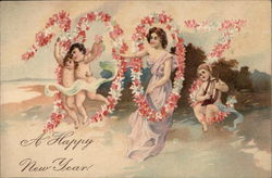 A Happy New Year Angels & Cherubs Postcard Postcard