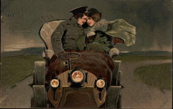 Couple Snuggling in Car Couples Postcard Postcard