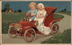 Children Driving Car Postcard