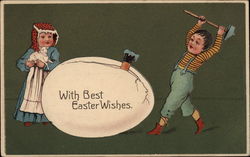 With Best Easter Wishes With Children Postcard Postcard