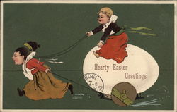 Hearty Easter Greetings With Children Postcard Postcard