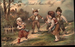 Blind Man's Buff Children Postcard Postcard