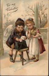 To My Valentine - Children with Letters Postcard