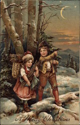 A Merry Christmas Children Postcard Postcard