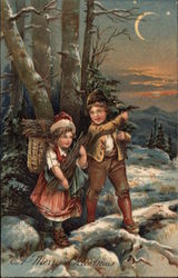 A Merry Christmas Children Postcard Postcard