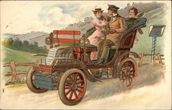 Couple in Old Car Postcard