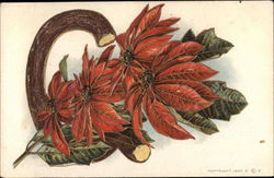 Large Wooden C with Poinsettias Alphabet Letters Postcard Postcard